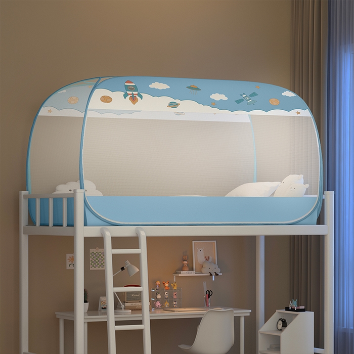 91家纺网 家纺一手货源 找家纺 佳梦家纺 2024新款学生款蒙古包蚊帐 太空蓝