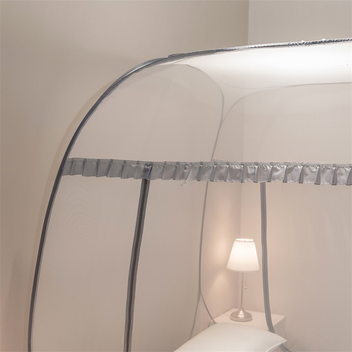 91家纺网 家纺一手货源 找家纺 佳梦家纺 2024新款大顶跑量款免安装蚊帐 大顶加密灰