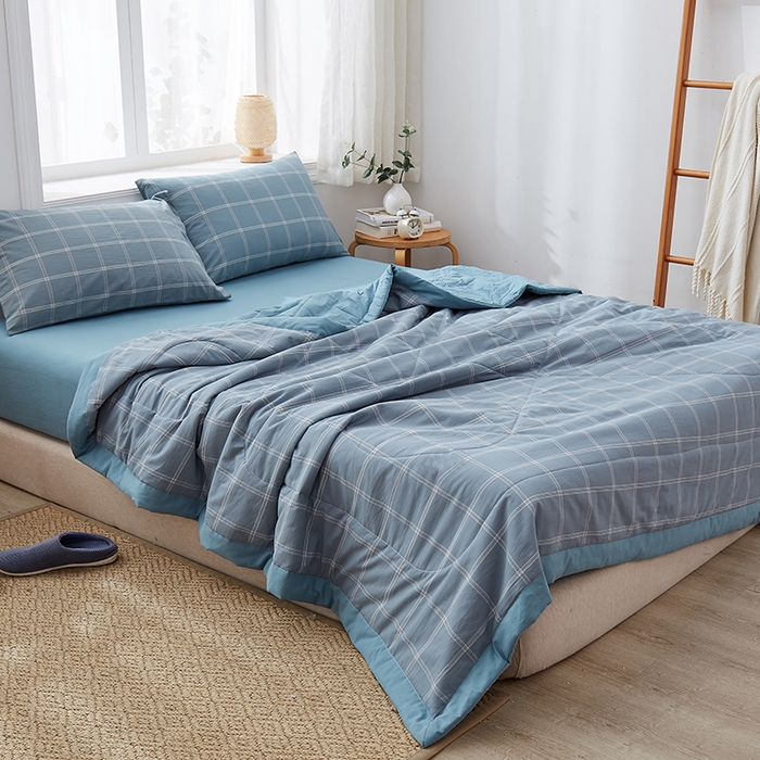 91家纺网 家纺一手货源 找家纺 暖阳 2025新款全棉色织棉花夏被 秋田