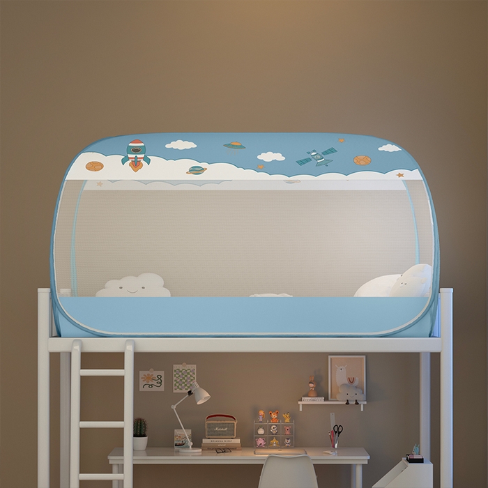 91家纺网 家纺一手货源 找家纺 佳梦家纺 2024新款学生款蒙古包蚊帐 太空蓝