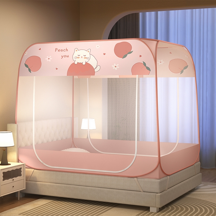 91家纺网 家纺一手货源 找家纺 佳梦家纺 2024新款大顶防尘免安装蚊帐 柒猫粉