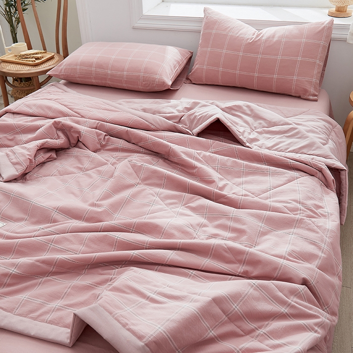 91家纺网 家纺一手货源 找家纺 暖阳 2025新款全棉色织棉花夏被 浅柔