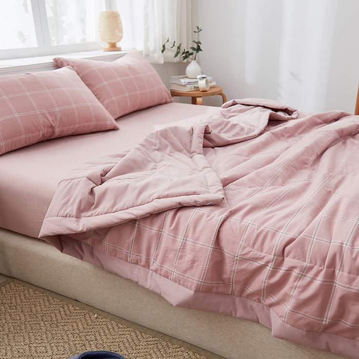 91家纺网 家纺一手货源 找家纺 暖阳 2025新款全棉色织棉花夏被 浅柔