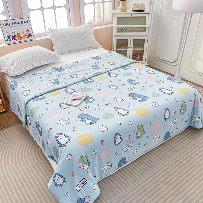 91家纺网 家纺一手货源 找家纺 眠优居 2024新款A类针织棉大豆纤维夏被 泡泡龙