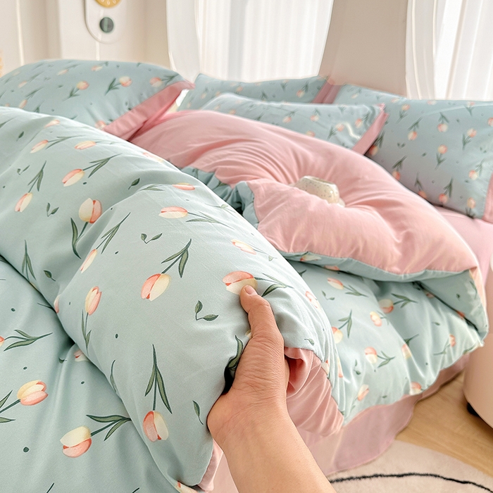 91家纺网 家纺一手货源 找家纺 卡普二店 2024新款A类水洗棉麻四件套 七里香