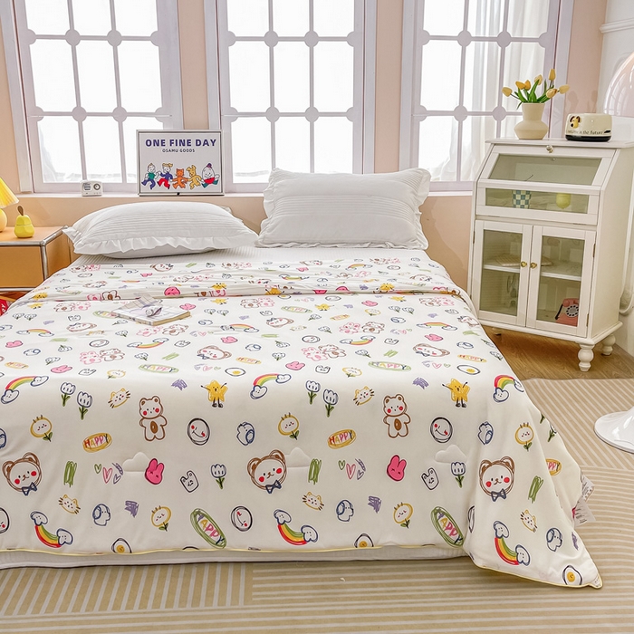 91家纺网 家纺一手货源 找家纺 眠优居 2024新款A类针织棉大豆纤维夏被 彩虹乐园