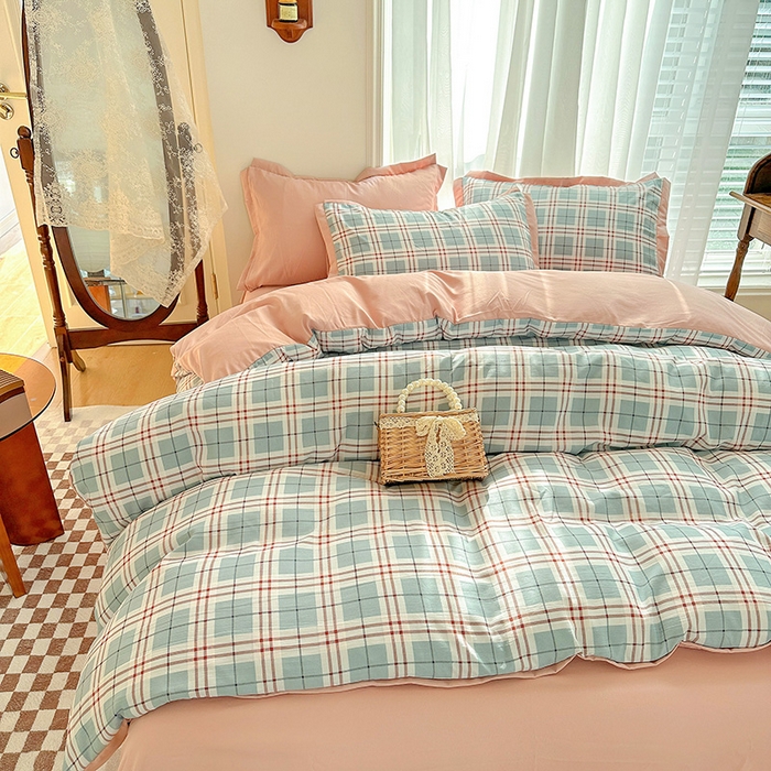 91家纺网 家纺一手货源 找家纺 卡普二店 2024新款A类水洗棉麻四件套 伯格