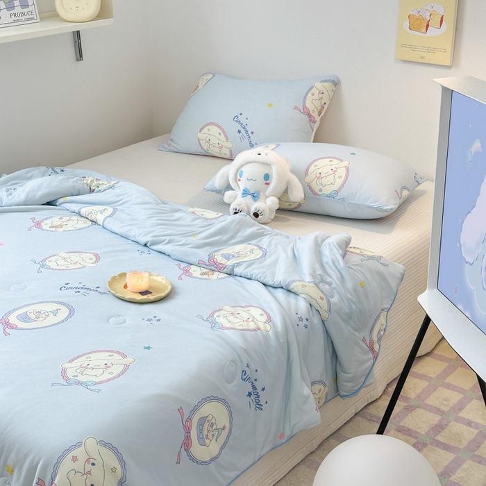 91家纺网 家纺一手货源 找家纺 木堇家居 2024新款三丽欧A类针织棉10%大豆纤维嵌绳款夏被 玉桂狗