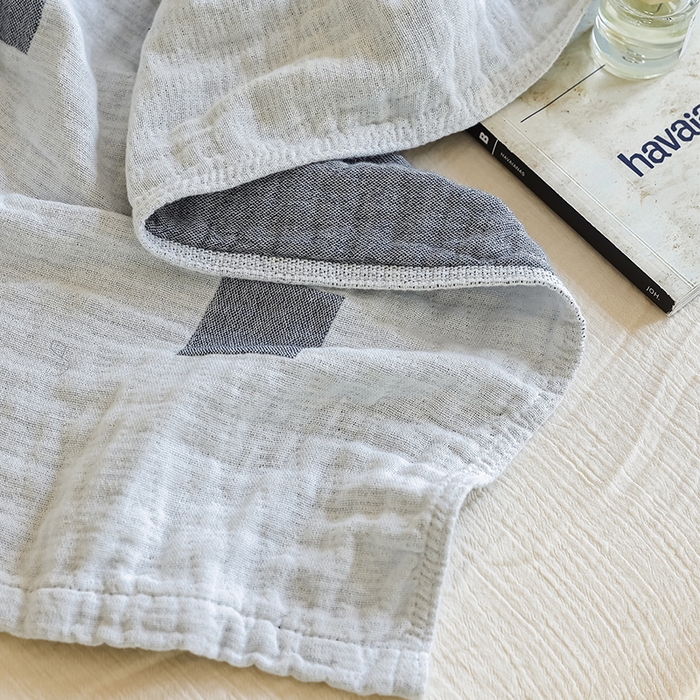 91家纺网 家纺一手货源 找家纺 朴尔 2024新款西部民族风全棉三层纱布毛巾被 克罗克-蓝