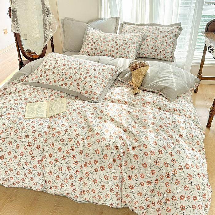 91家纺网 家纺一手货源 找家纺 卡普二店 2024新款A类水洗棉麻四件套 楚楚花颜