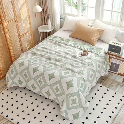 91家纺网 家纺一手货源 找家纺 （总）朴尔 2024新款伯尔尼风格全棉加厚三层纱布毛巾被