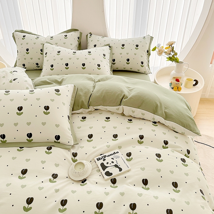 91家纺网 家纺一手货源 找家纺 卡普家居2025新款A类水洗棉麻四件套 班娜花园