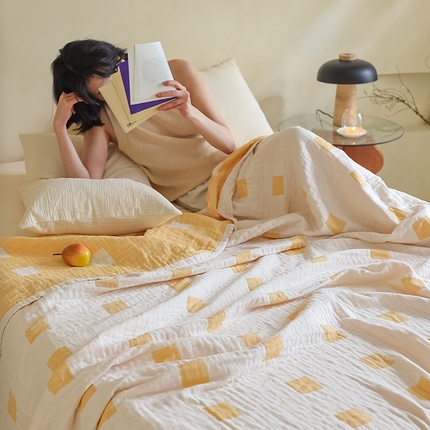 91家纺网 家纺一手货源 找家纺 （总）朴尔 2024新款西部民族风全棉三层纱布毛巾被