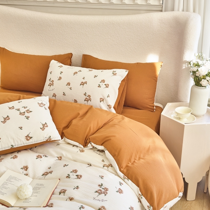 91家纺网 家纺一手货源 找家纺 梦莱斯 2024新款提花泡泡棉四件套 花茶