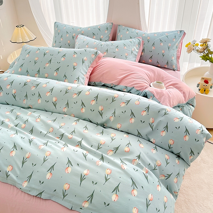 91家纺网 家纺一手货源 找家纺 卡普二店 2024新款A类水洗棉麻四件套 七里香