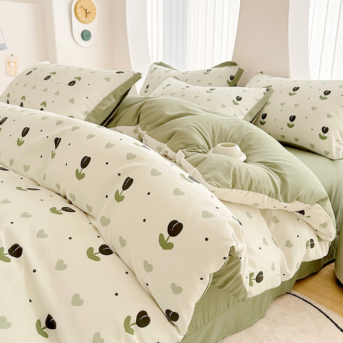 91家纺网 家纺一手货源 找家纺 卡普家居2025新款A类水洗棉麻四件套 班娜花园