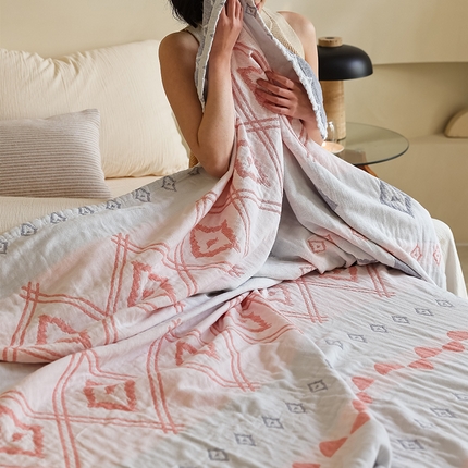 91家纺网 家纺一手货源 找家纺 （总）朴尔 2024新款西部民族风全棉三层纱布毛巾被