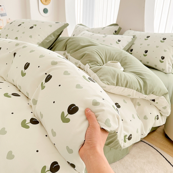 91家纺网 家纺一手货源 找家纺 卡普家居2025新款A类水洗棉麻四件套 班娜花园