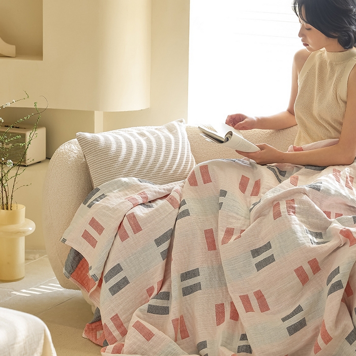 91家纺网 家纺一手货源 找家纺 朴尔 2024新款西部民族风全棉三层纱布毛巾被 莫利