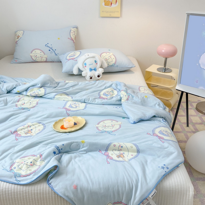 91家纺网 家纺一手货源 找家纺 木堇家居 2024新款三丽欧A类针织棉10%大豆纤维嵌绳款夏被 玉桂狗