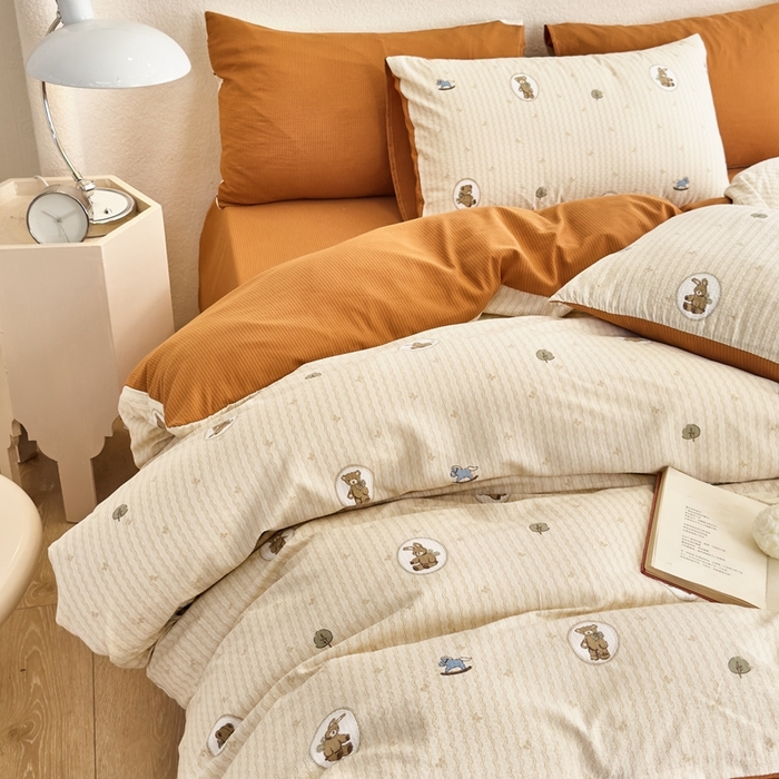 91家纺网 家纺一手货源 找家纺 梦莱斯 2024新款提花泡泡棉四件套 萝莉