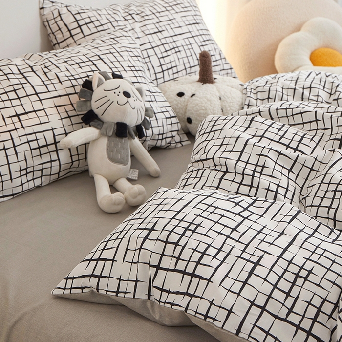 91家纺网 家纺一手货源 找家纺 一米阳光 2024新款小清新AB版全棉四件套 简约