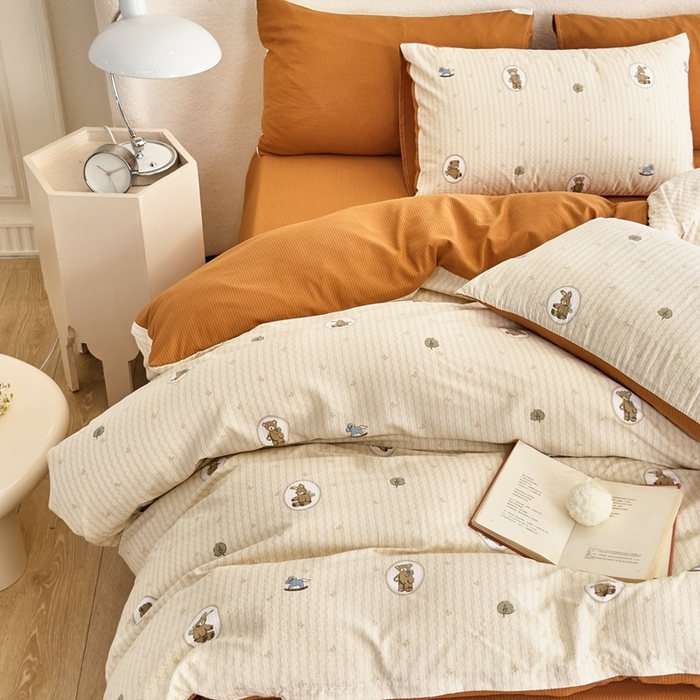 91家纺网 家纺一手货源 找家纺 梦莱斯 2024新款提花泡泡棉四件套 萝莉