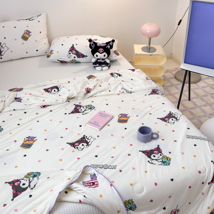 91家纺网 家纺一手货源 找家纺 木堇家居 2024新款三丽欧A类针织棉10%大豆纤维嵌绳款夏被 薯条库洛米