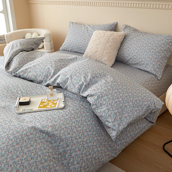 91家纺网 家纺一手货源 找家纺 一米阳光 2024新款小清新AB版全棉四件套 贝尔兰