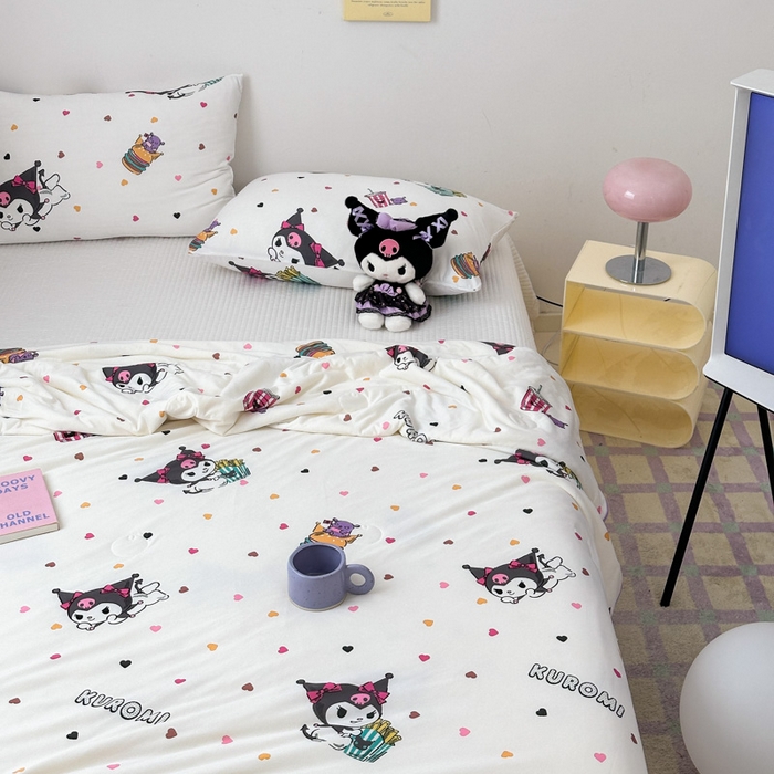 91家纺网 家纺一手货源 找家纺 木堇家居 2024新款三丽欧A类针织棉10%大豆纤维嵌绳款夏被 薯条库洛米