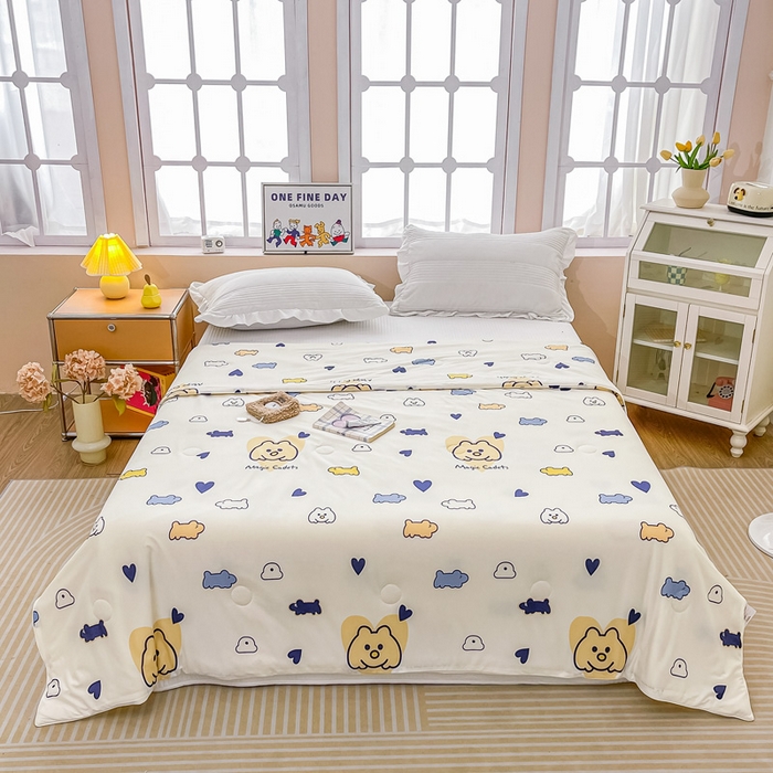 91家纺网 家纺一手货源 找家纺 眠优居 2024新款A类针织棉大豆纤维夏被 魔法狗