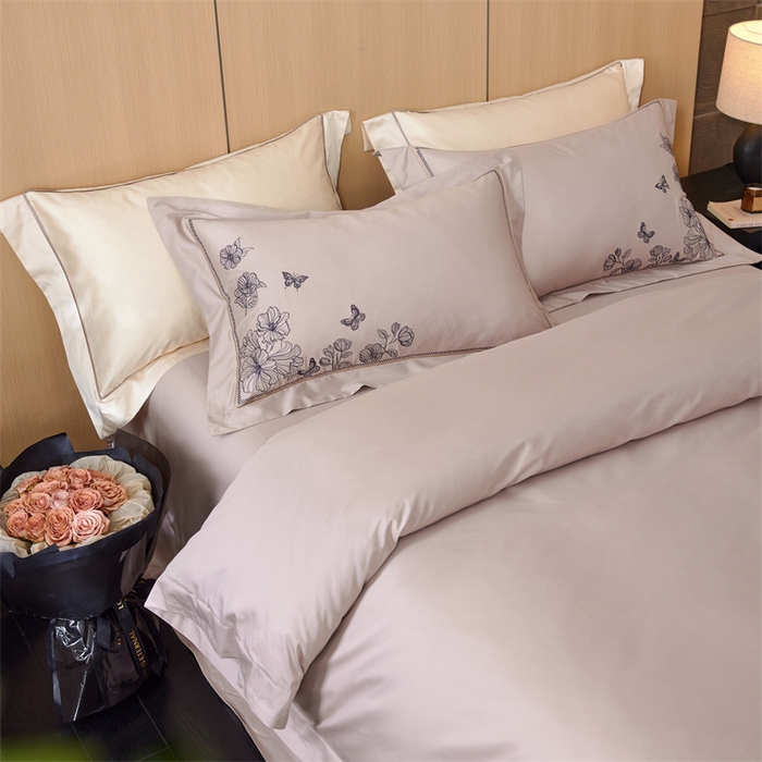 91家纺网 家纺一手货源 找家纺 （总）云胡 2024新款50支长绒棉宽边工艺刺绣四件套-无人区玫瑰