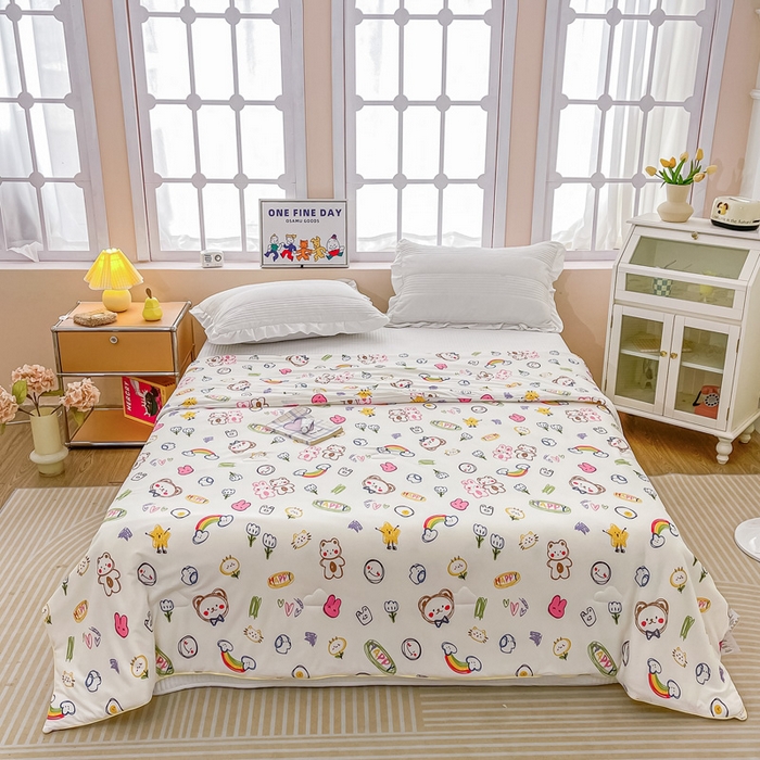 91家纺网 家纺一手货源 找家纺 眠优居 2024新款A类针织棉大豆纤维夏被 彩虹乐园