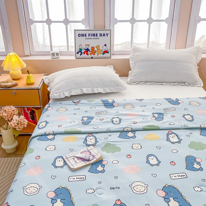 91家纺网 家纺一手货源 找家纺 眠优居 2024新款A类针织棉大豆纤维夏被 泡泡龙