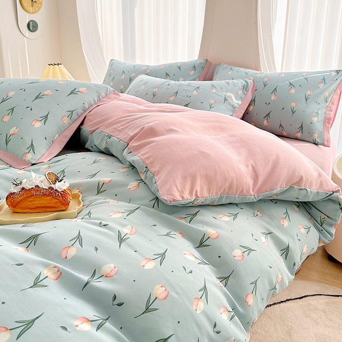 91家纺网 家纺一手货源 找家纺 卡普二店 2024新款A类水洗棉麻四件套 七里香