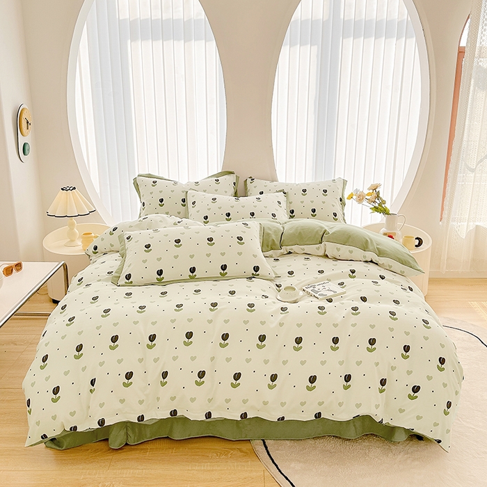 91家纺网 家纺一手货源 找家纺 卡普二店 2024新款A类水洗棉麻四件套 班娜花园