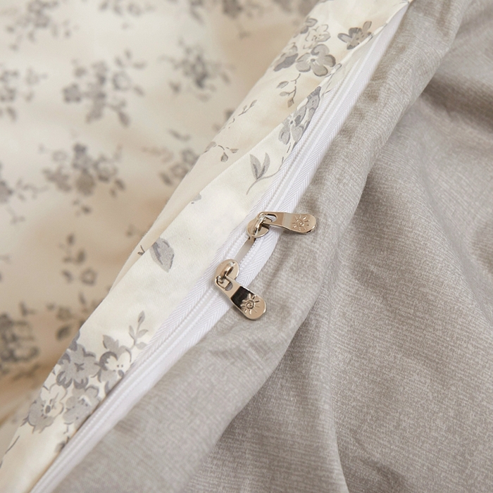 91家纺网 家纺一手货源 找家纺 一米阳光 2024新款小清新AB版全棉四件套 沁园-灰