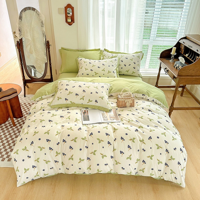 91家纺网 家纺一手货源 找家纺 卡普二店 2024新款A类水洗棉麻四件套 桑葚情怀