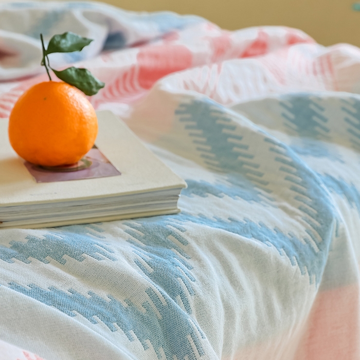 91家纺网 家纺一手货源 找家纺 朴尔 2024新款西部民族风全棉三层纱布毛巾被 里斯本