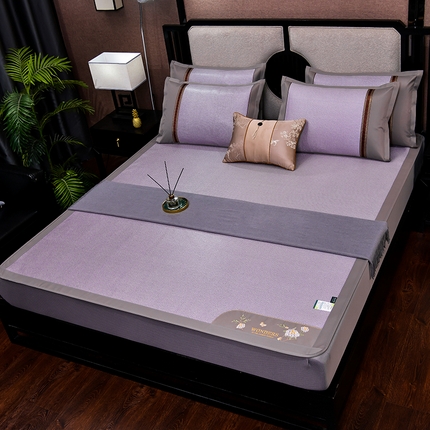 91家纺网 家纺一手货源 找家纺 （总）2024新款绣球花开-冰藤双面席系列（床笠款）凉席藤席冰丝席乳胶席