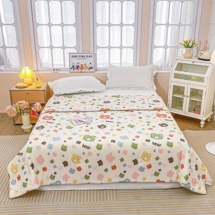 91家纺网 家纺一手货源 找家纺 眠优居 2024新款A类针织棉大豆纤维夏被 玩偶小熊