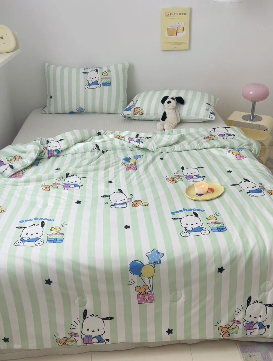 91家纺网 家纺一手货源 找家纺 木堇家居 2024新款三丽欧A类针织棉10%大豆纤维嵌绳款夏被 条纹帕恰狗