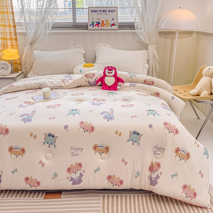 91家纺网 家纺一手货源 找家纺 眠优居 2024新款A类针织棉大豆纤维夏被 欢乐家族