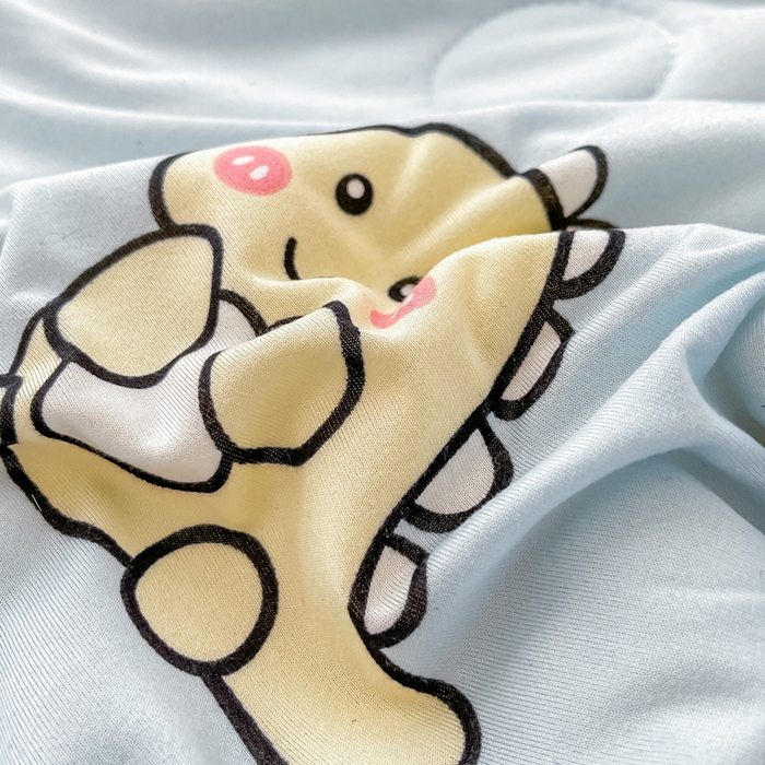 91家纺网 家纺一手货源 找家纺 眠优居 2024新款A类针织棉大豆纤维夏被 恐龙世界-蓝