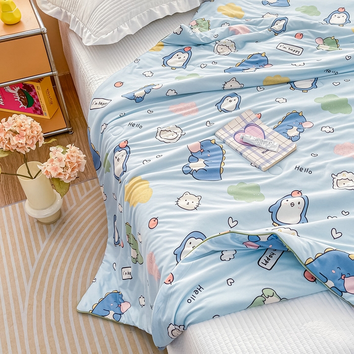 91家纺网 家纺一手货源 找家纺 眠优居 2024新款A类针织棉大豆纤维夏被 泡泡龙