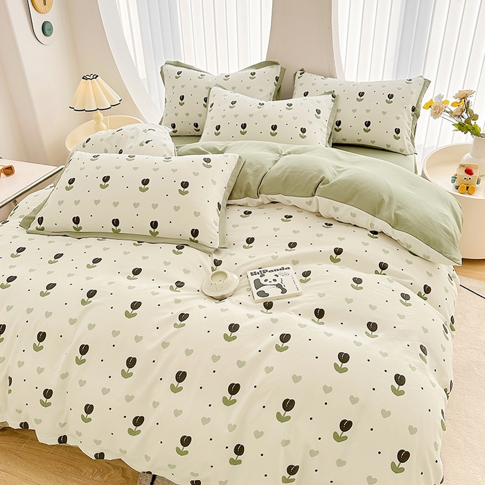 91家纺网 家纺一手货源 找家纺 卡普二店 2024新款A类水洗棉麻四件套 班娜花园