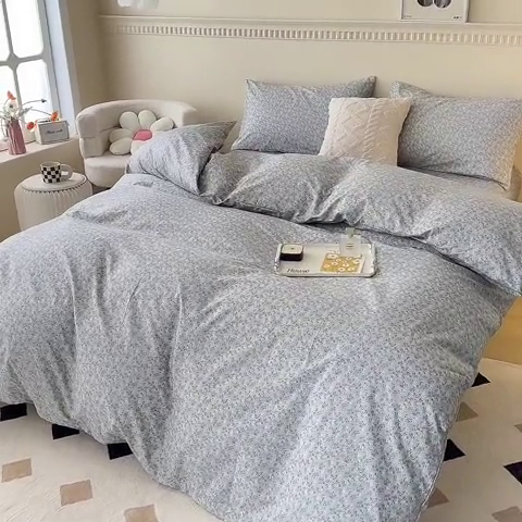 91家纺网 家纺一手货源 找家纺 （总）一米阳光 2024新款小清新AB版全棉四件套