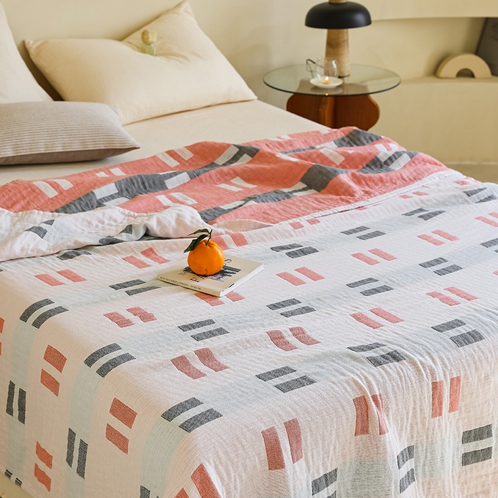 91家纺网 家纺一手货源 找家纺 朴尔 2024新款西部民族风全棉三层纱布毛巾被 莫利