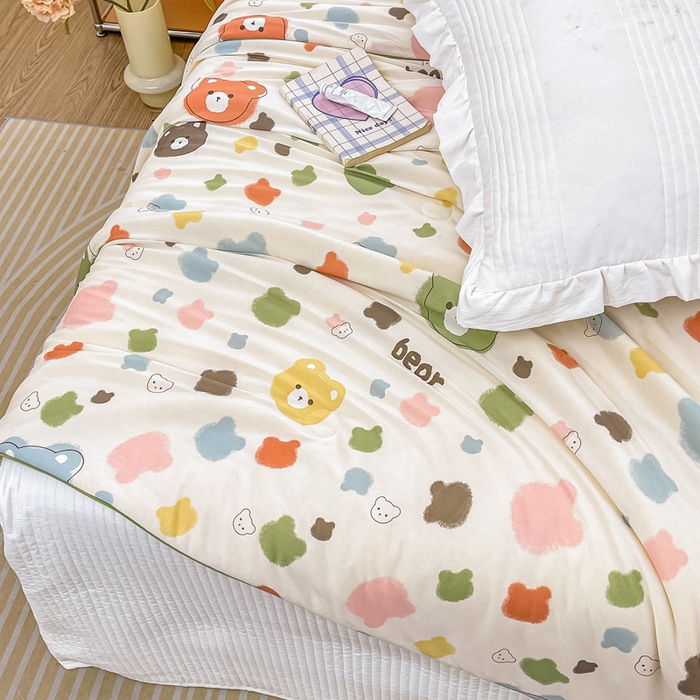 91家纺网 家纺一手货源 找家纺 眠优居 2024新款A类针织棉大豆纤维夏被 玩偶小熊