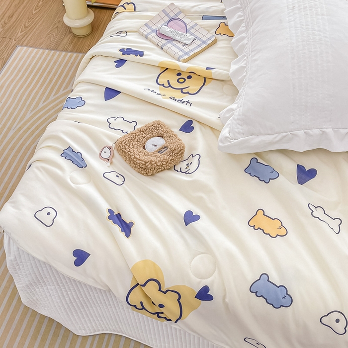 91家纺网 家纺一手货源 找家纺 眠优居 2024新款A类针织棉大豆纤维夏被 魔法狗